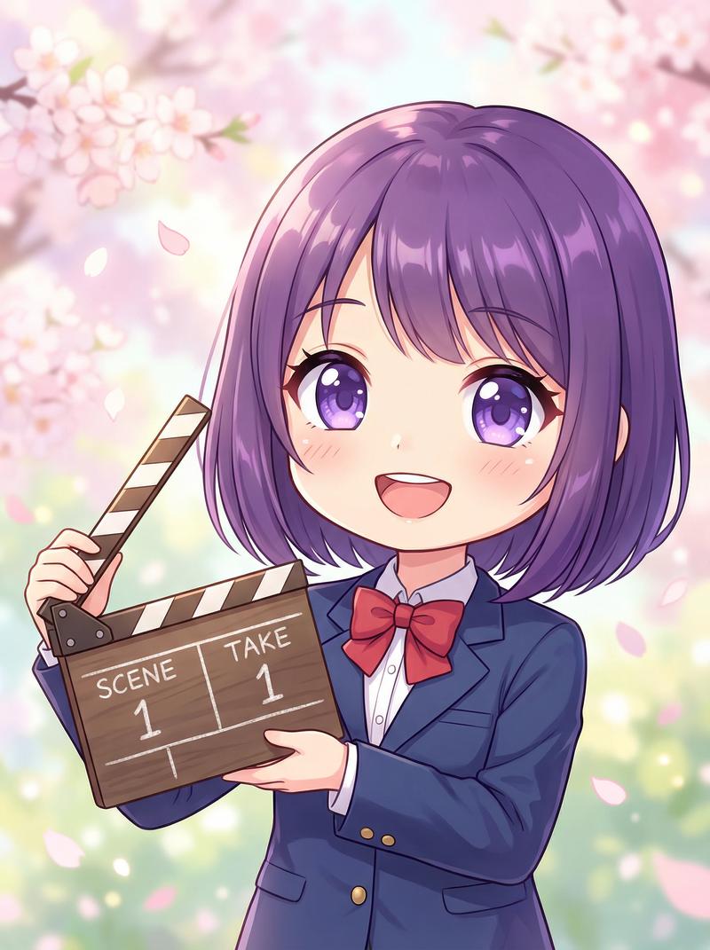 茄子视频美少女写真-紫发少女动漫角色