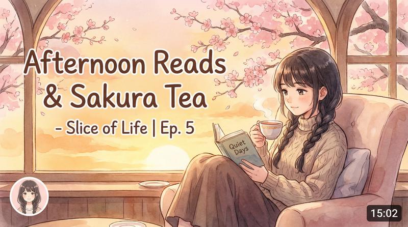 茄子视频日常动漫-午后阅读与樱花茶-生活动漫